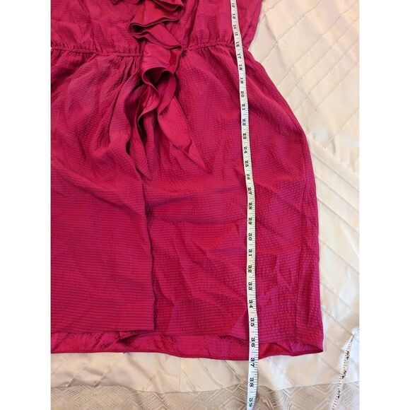 Rebecca Taylor fuschia ruffle front sleeveless silk dress sz 12 euc - Picture 5 of 6